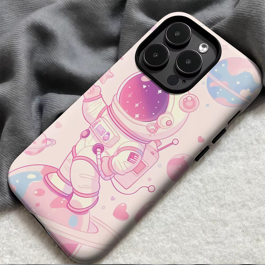 Pastell Space Bear Handyhülle für Apple iPhone 17 16 15 14 13 Pro Max Plus mit doppelschichtiger Rückseite - Bild 3