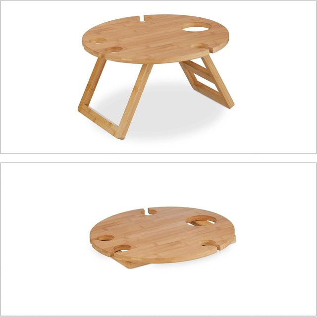 Relaxdays Weintablett aus Bambus in Natur Braun zusammenklappbar B: 39 cm, T: 22 cm - Bild 1