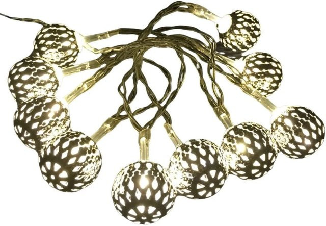 Lex LED Kugel Lichterkette mit 10 warmweißen Kugeln in Silber für deine Weihnachtsdekoration - Bild 1