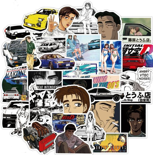Binchi Outdoor Product Initial D Aufkleber Set Wasserdicht Graffiti Sticker in Multicolor für Laptop, Skateboard und Auto - Bild 1