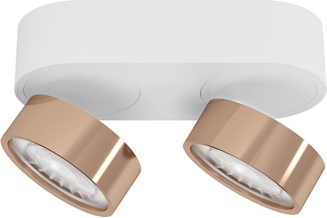 LUX-IT Swing 95 Round LED-Deckenstrahler 2-flammig, Weiß und Kupfer, dimmbar mit dim2warm Funktion (1800K - 3000K) - Bild 1