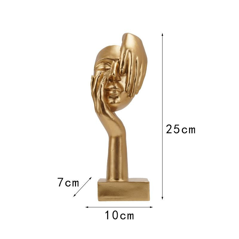 Yiran Furniture Abstrakte Figur Skulptur aus Harz in Europäischem Moderne Design für Wohnzimmer und Eingang Dekoration, Farben: Gold, Schwarz, Weiß, Sandstein, B/T/H: 25,0 x 7,0 x 7,0 cm - Bild 1