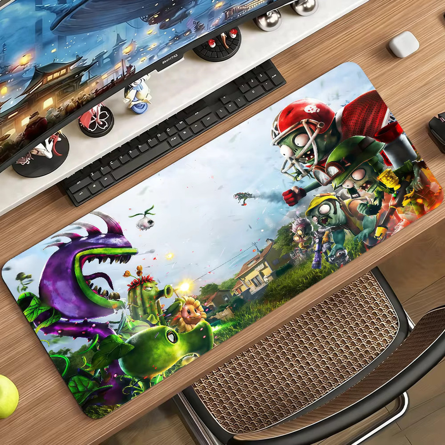 Cartoon Plants vs Zombies Mauspad in Multicolour, rutschfeste Schreibtischunterlage aus Gummi für Gamer und Büro - Bild 3