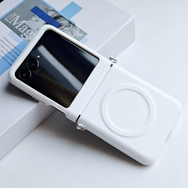 Magnetische PU-Leder Hülle für Motorola Moto Razr 50, 50 Ultra und Razr 60 Pro, Ultra-dünne Abdeckung mit Seitenhaken in Schwarz oder Weiß - Bild 1
