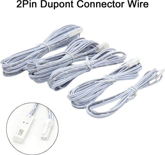 5 Stück cooleeon 2-poliges Dupont-Elektrokabel mit männlichem und weiblichem Anschluss für LED-Verlängerungen, Farbe: Weiß - Bild 1