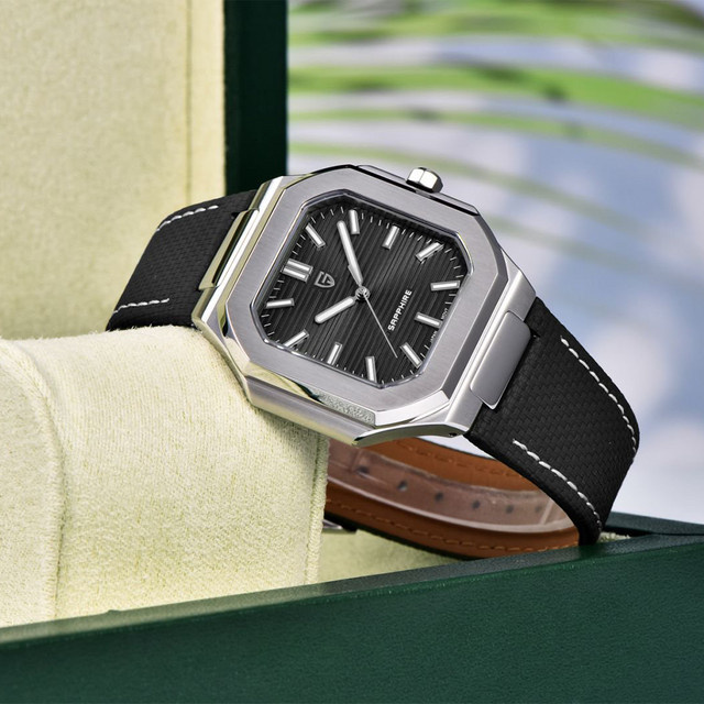 Pagani Design Armbanduhr, Edelstahl, Quarz, eckig, Schwarz, Herren - Bild 1
