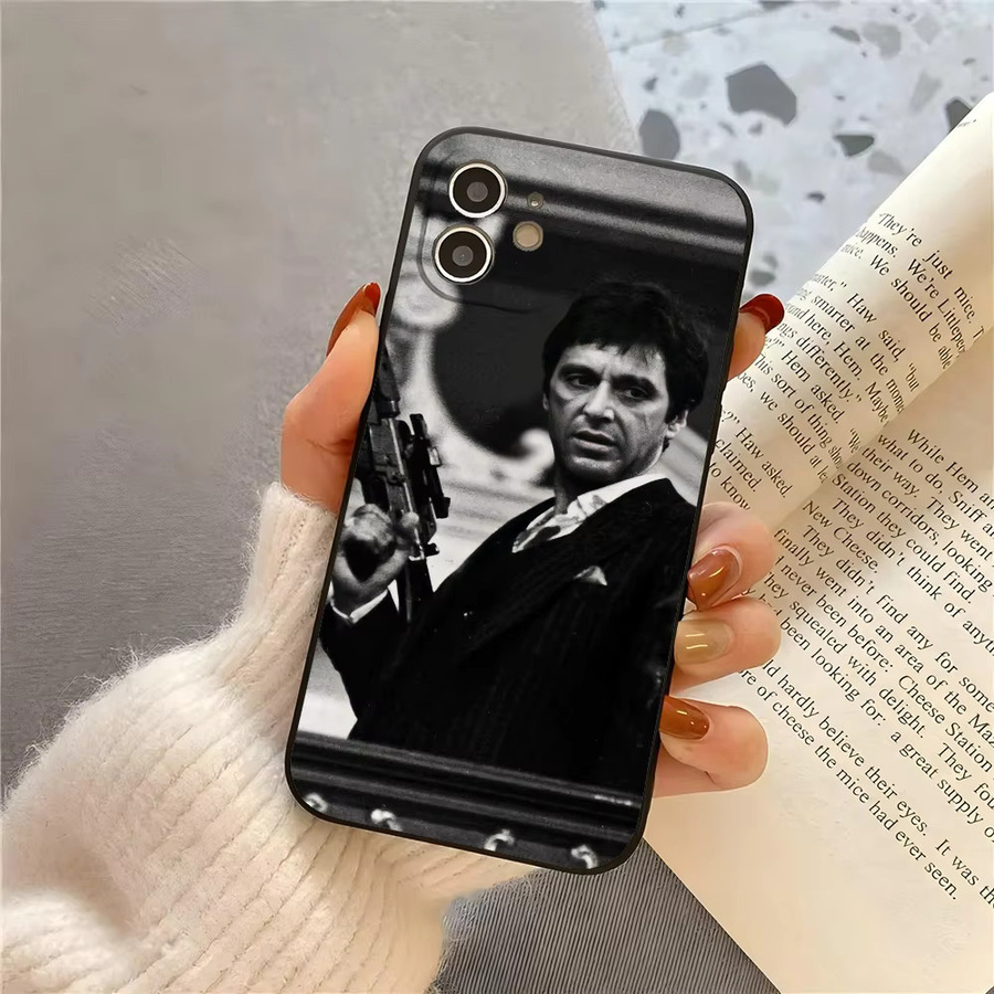 T-Tony Handyhülle Scarface für iPhone 15 14 13 12 11 7 8 Pro Max Mini X XR Plus SE4 in Schwarz, stoßfeste weiche Schutzhülle - Bild 3