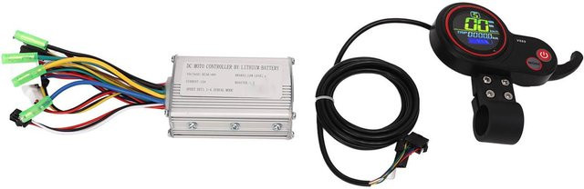 Igeteck Bürstenloser Motor Controller und LCD-Display-Kit für Elektrofahrräder und Roller, 36V/48V 15A, Farbe: Schwarz, Lenkerdurchmesser: 22,2 mm - Bild 1