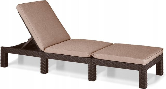 Keter Liegestuhl aus Polyrattan mit Matratze in Beige, verstellbare Gartenliege für Terrasse und Pool - Bild 1