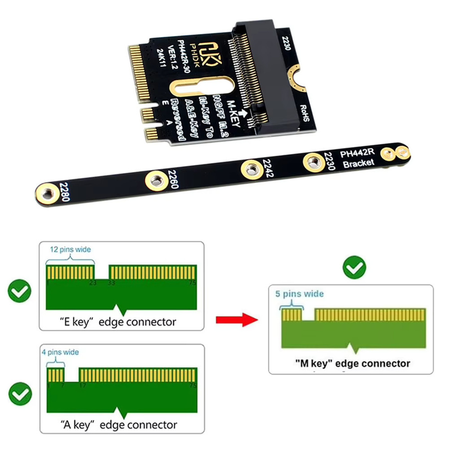 ATUOTIN M.2 A+E zu NVMe SSD Adapter PCI-E 4.0 NGFF A+E-Key auf NVMe M-Key Erweiterung für 2230 2242 2260 2280 SSD in Schwarz - Bild 6
