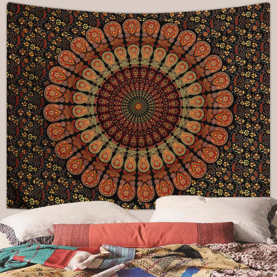 VIKAMA Indischer Mandala-Wandteppich in Multicolour, Boho-Wandbehang mit geometrischem Design, B/H: 60 x 40 cm - Bild 2