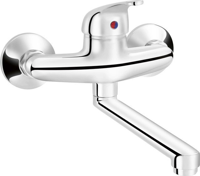 baliv Küchenarmatur KI-1220 Wandmontage Chrom Silber mit Schwenkauslauf und Einhebelmischer B/T/H: 252,0 x 148,0 x 215,0 mm - Bild 1