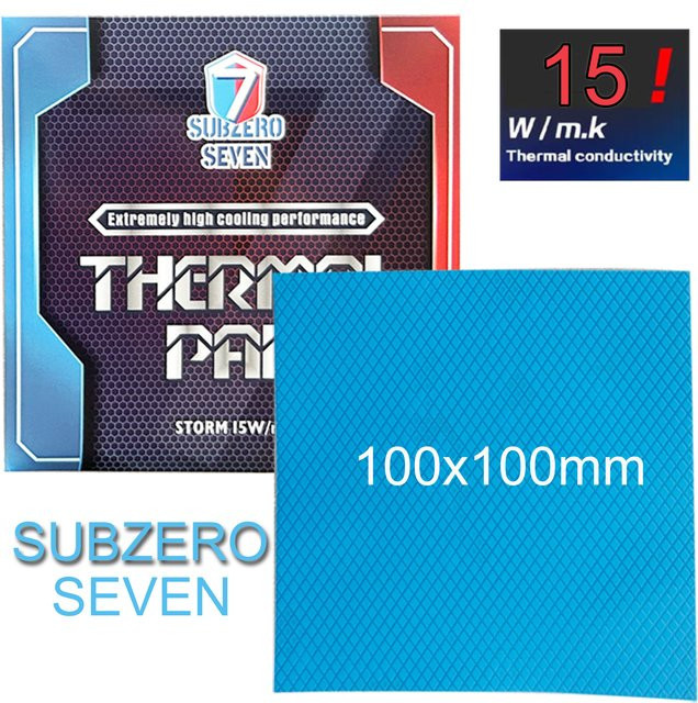 SubZero Seven Wärmeleitpad aus weichem Silikon für die elektronische Kühlung, 100 x 100 mm, 15W/mk - Bild 1