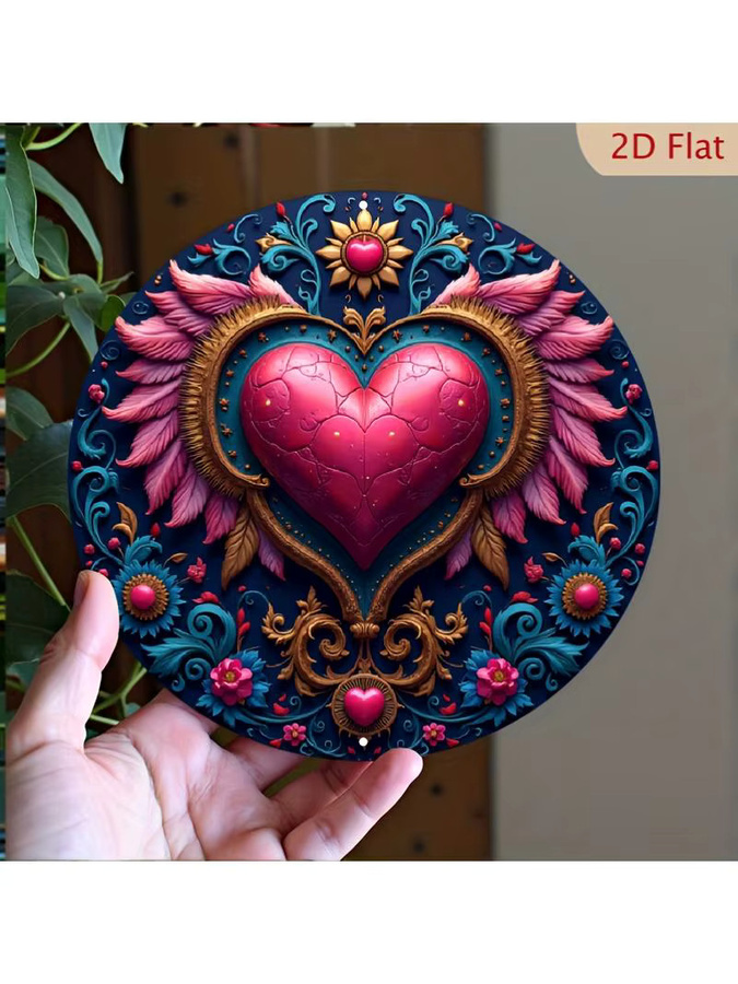 CIFBUY Vintage Wandkunst aus Metall mit Engelsflügeln und Herz in Multicolour als florale Dekoration für Innen- und Außenbereich - Bild 6