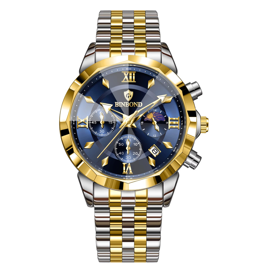 BINBOND Chronograph, Quarz, Edelstahl, Blau, Herren - Bild 7