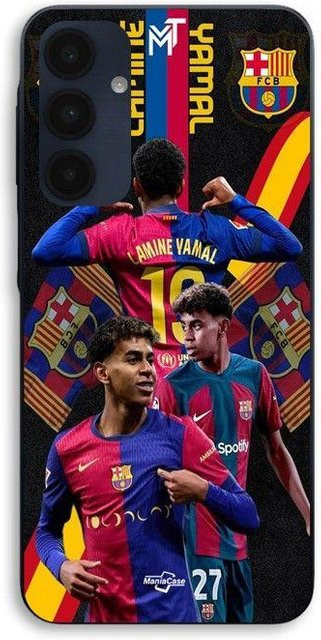 MANIACASE Handyhülle für Samsung Galaxy A25 aus Silikon TPU in Schwarz mit FC Barcelona Wallpaper - Bild 1
