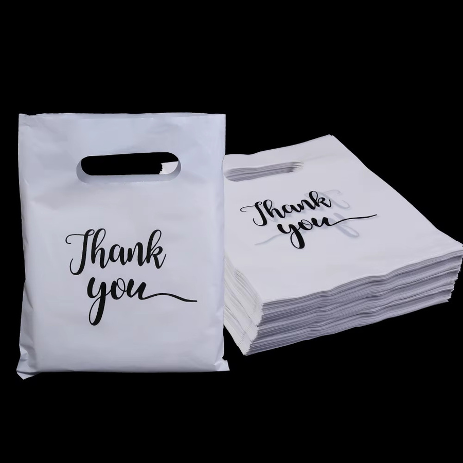 20er Set Dankeschön Kunststoff-Geschenktüten mit Griff in Schwarz für Hochzeiten, Geburtstage und Partys - Bild 5