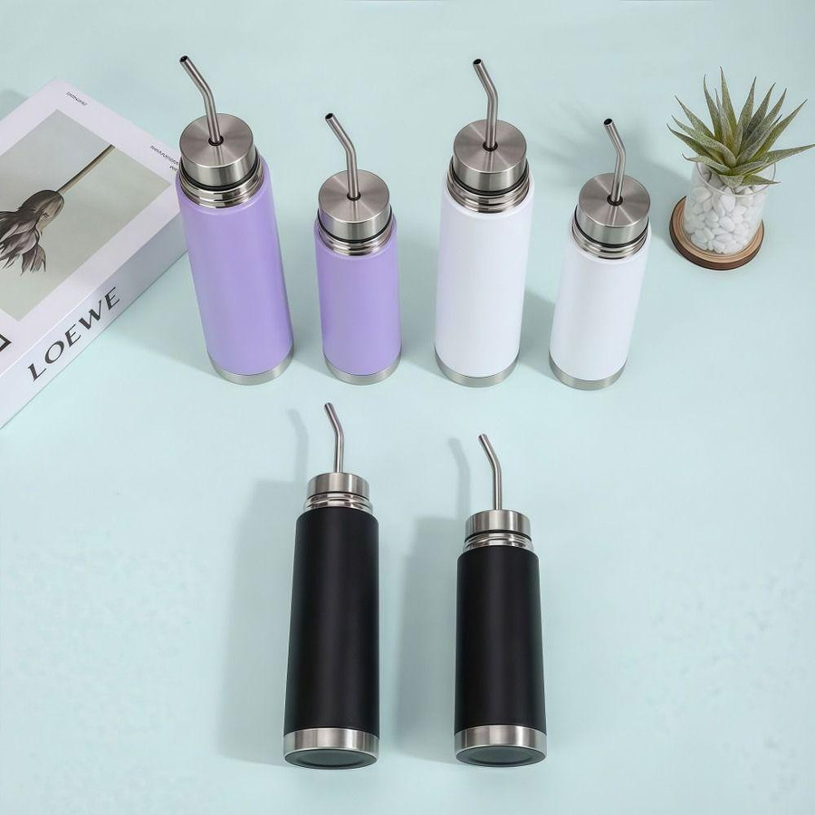 2-in-1 Thermobecher HZtiankong aus Edelstahl als Vakuumbecher und Yerba Mate Flasche mit Strohhalm, Weiß, 750 ml - Bild 4