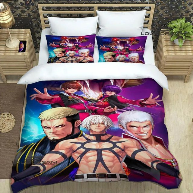 Bettwäscheset mit 3D KOF Spiel Cartoon Print in Multicolor, Bettbezug und Bettdecke mit Reißverschluss, Größe: 172 x 218 cm - Bild 1