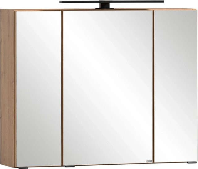Held Möbel 3D-Spiegelschrank Padua in Wotan Wildeiche mit LED-Beleuchtung und Shaver-Socket, Breite: 80 cm - Bild 1