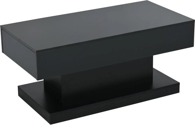 okwish Couchtisch mit LED Lichtleiste und Schubladen in Schwarz Hochglanz, B/T/H: 100 x 50 x 45 cm - Bild 1