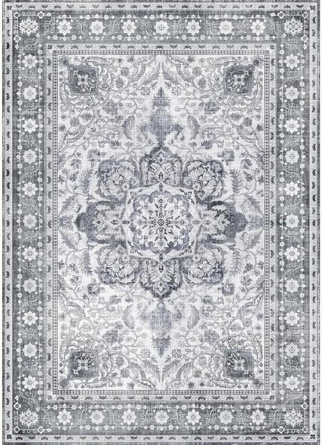 Wucifang Jewelry Boho Teppich Vintage in Grau, geometrisches Design, waschbar, B/H: 60 x 40 cm - Bild 1