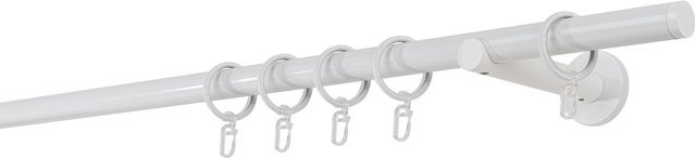 ONDECO Vorhangstange 1-läufig in Weiß mit Wandträgern und Endstücken, Durchmesser: 20 mm, Länge: 370 cm, Wandträger-Abstand: 12 cm - Bild 1