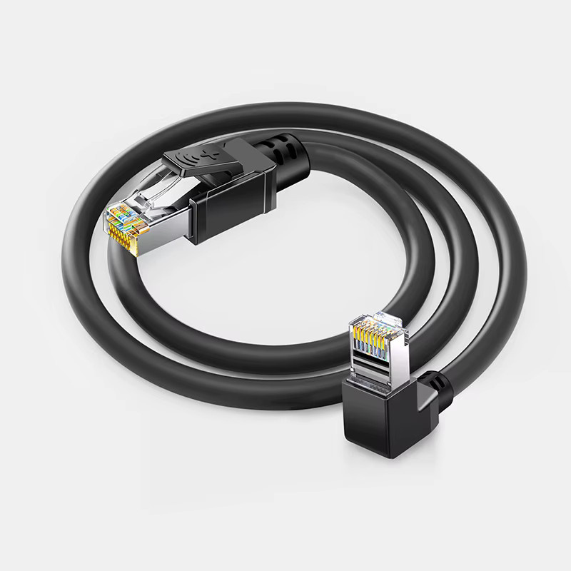 BYXGD Cat6a Ethernet-Kabel mit 90 Grad RJ45 Anschluss, schwarzes industrielles Schleppkettenkabel, IP67 wasserdicht - Bild 6