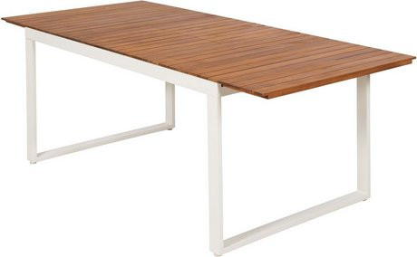 Merxx Gartenmöbel-Diningset Naxos 5-tlg. aus Aluminium und Akazienholz in Weiss mit ausziehbarem Tisch für 4 Sitzplätze - Bild 1