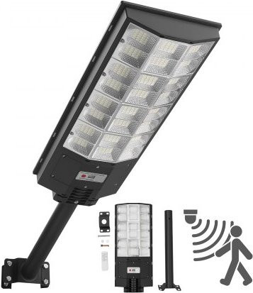 VEVOR Solar Street Light 8000W LED Außenbeleuchtung mit Bewegungssensor und Dämmerungssensor, IP65 Wasserdicht, Schwarz - Bild 1