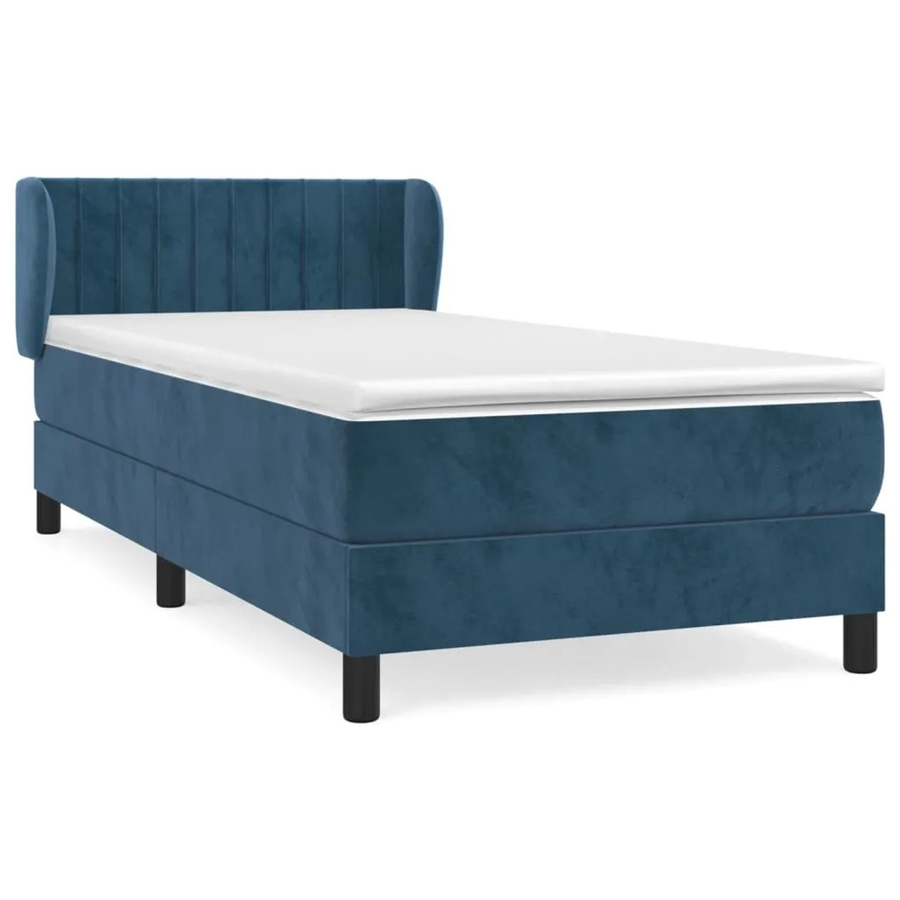 vidaXL Boxspringbett mit Matratze Dunkelblau Samt B/T: 100 x 200 cm - Bild 2