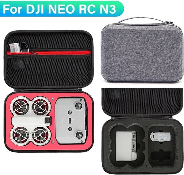 Tragbare Aufbewahrungstasche für DJI Neo Mini und DJI RC N3 Fernbedienung, Kamera Tasche für Drohnenzubehör in Grau oder Rot - Bild 1