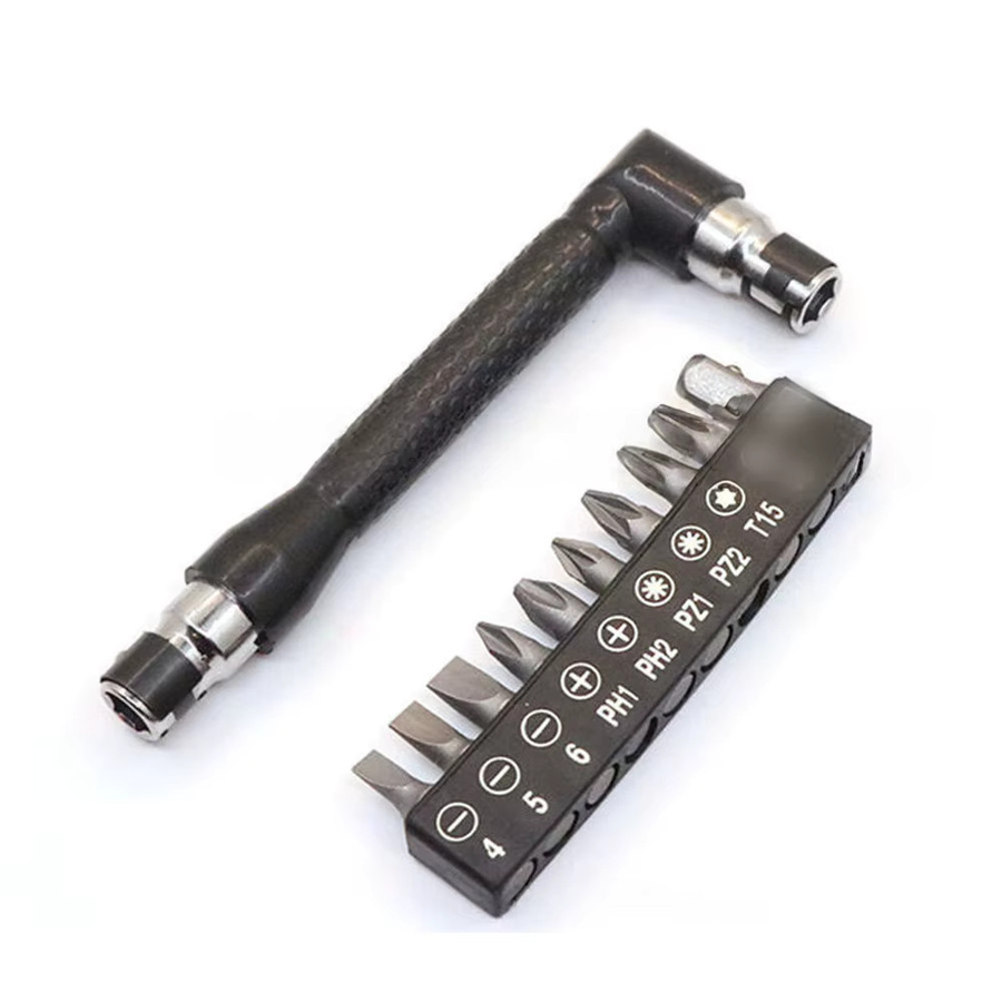 DAZZLEEX L-förmiges Schraubendreher-Bit Set mit 90-Grad-Griff, 11/20-teiliges Handwerkzeug-Set in Schwarz - Bild 2