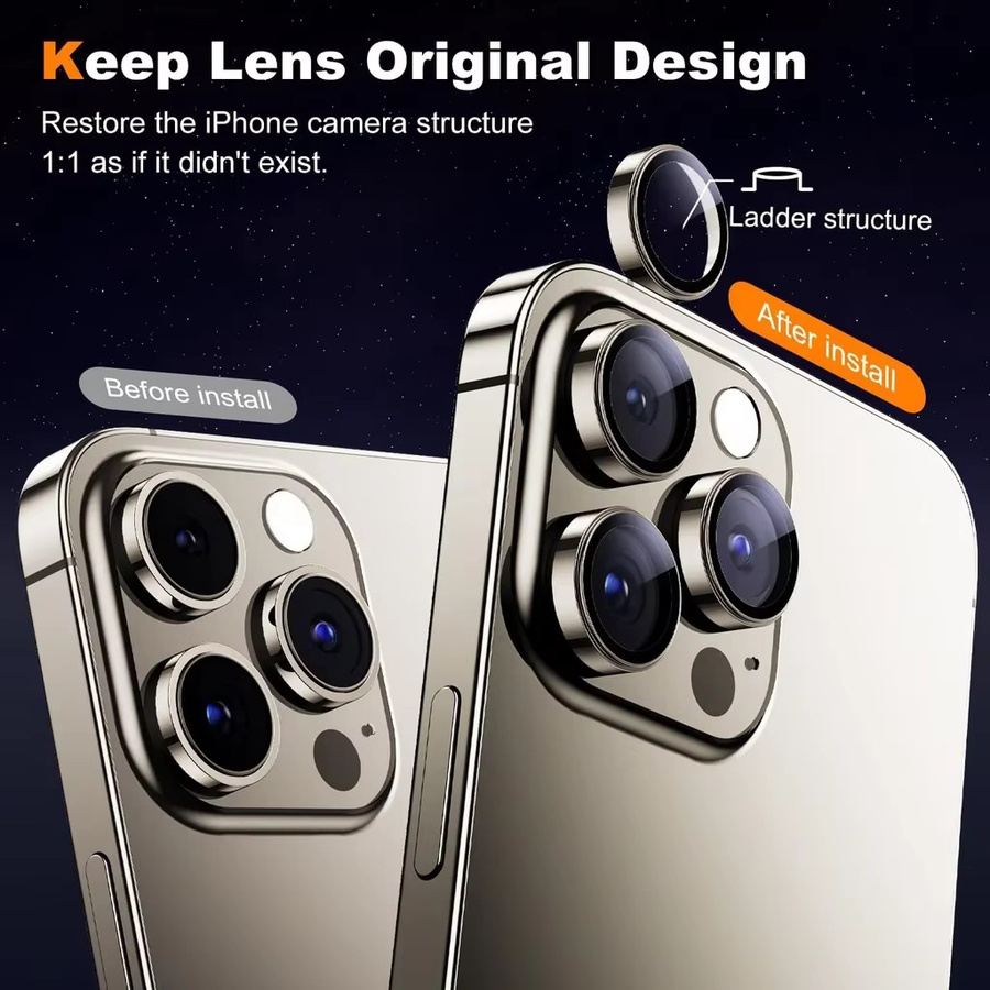 2-3 Stück Metall-Kameraobjektivschutz für Apple iPhone 15 Pro Max und iPhone 15 Pro mit 9H-Glas-Kameraabdeckung in Silber - Bild 3