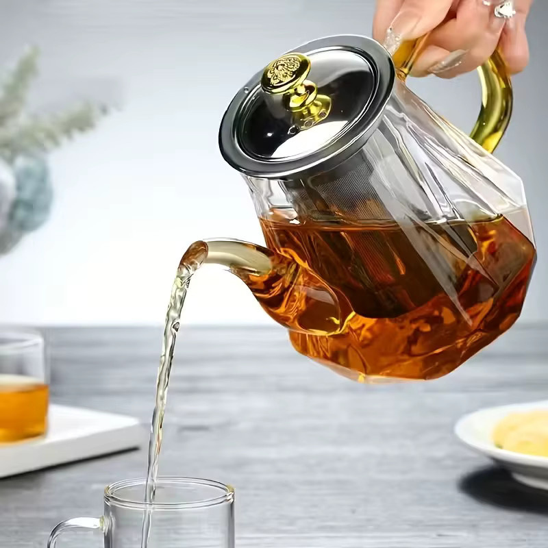 JUSTINLAU Glas-Teekanne aus hitzebeständigem Borosilikatglas in Transparent mit abnehmbarem Edelstahl-Ei und Infuser, 0,4 l - Bild 4