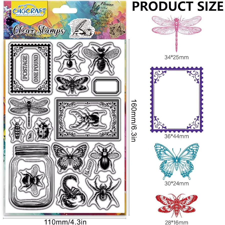 Transparenter Insekten Stempel aus Kunststoff für DIY Scrapbooking und Fotoalben - Bild 2
