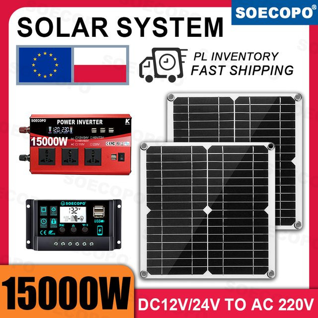 SOECOPO Solarenergie-Kit mit 1200W Nennleistung, 15000W Peak, zwei flexiblen Solarmodulen und digitalem Display-Controller - Bild 1