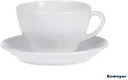 Esmeyer BISTRO Cappuccinotassen-Set aus Porzellan mit Untertassen, Weiß, 6er-Set, 0,3 l pro Tasse, Höhe: 71 mm - Bild 1