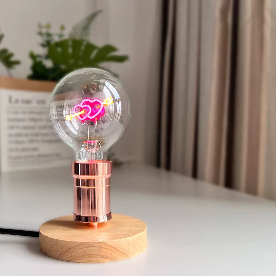 TIANFAN Vintage Edison LED-Glühbirne G95 Globe mit Herz-Motiv, transparent, 3W, E27, dimmbar - Bild 2