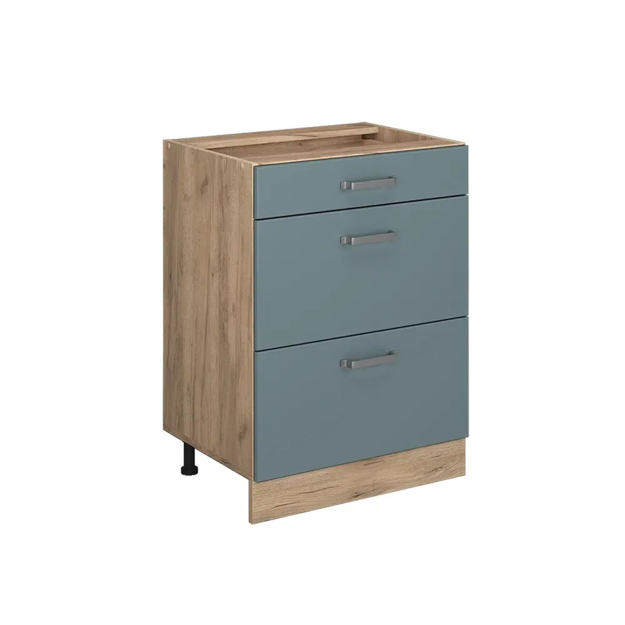 Vicco Küchenunterschrank R-Line Blaugrau/Goldkraft Eiche mit Schubladen Breite: 60 cm - Bild 2