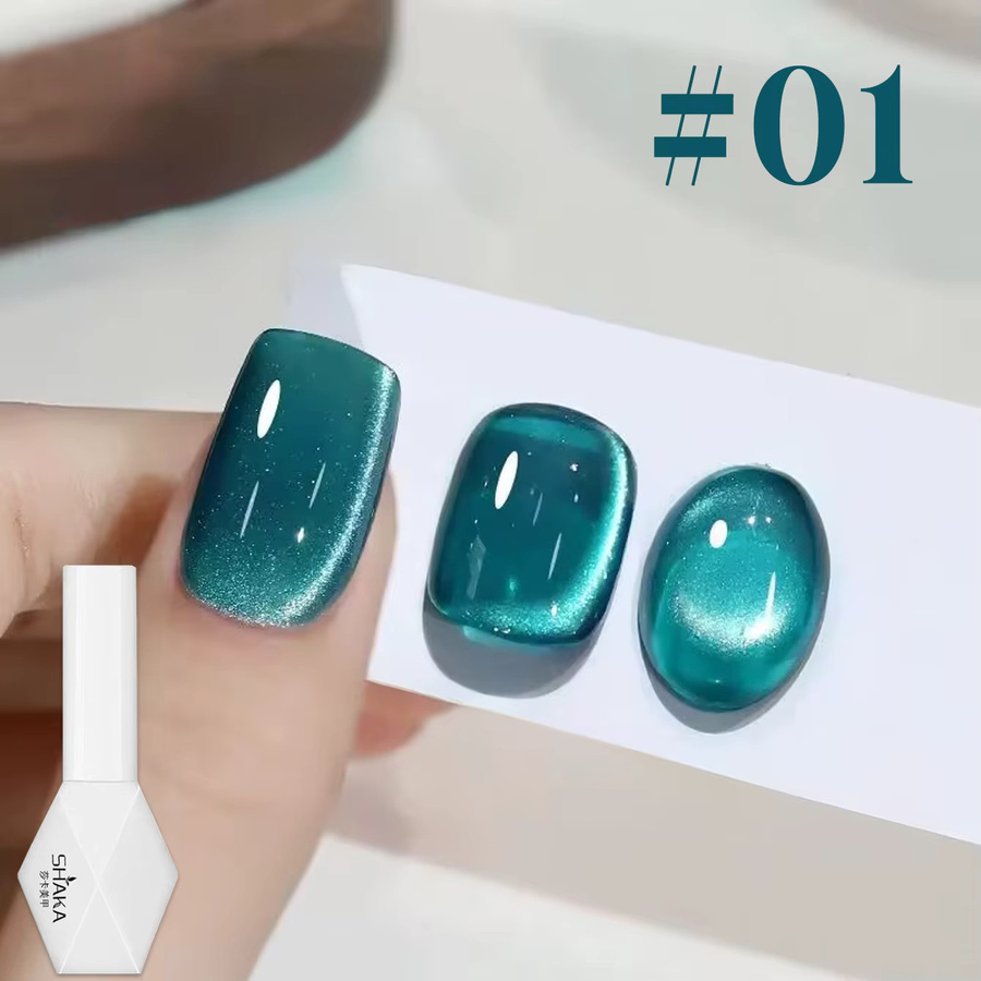 SHAKA Gel-Nagellack, Katzenauge Grün Blau Lila, Glänzend - Bild 2