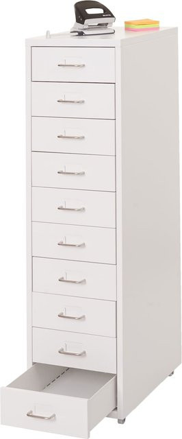 MCW Rollcontainer Preston T851 Schubladenschrank aus Stahl in Weiß, B/T/H: 110 x 28 x 41 cm, 10 Schubladen - Bild 1