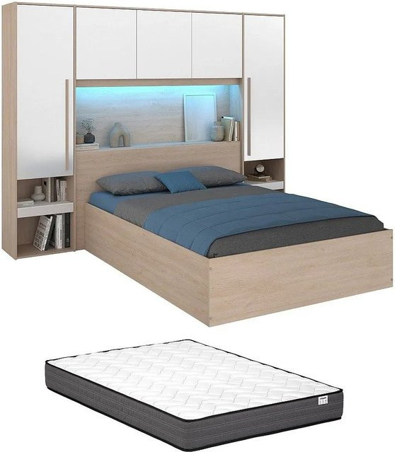 Velona Bett mit Bettkasten in Weiß Hochglanz mit integrierter Unterbettbeleuchtung, B/T/H: 140 x 190 x 240 cm - Bild 1