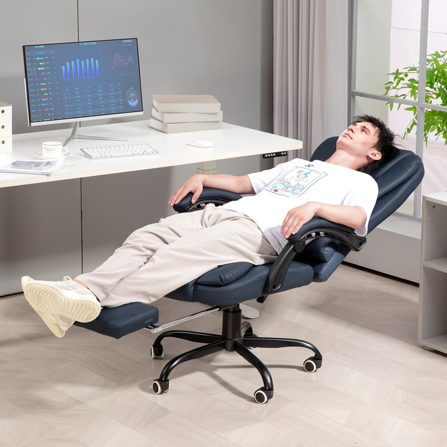 Vinsetto Ergonomischer Bürostuhl mit 7-Punkt-Massage und Liegefunktion in Blau - Bild 2