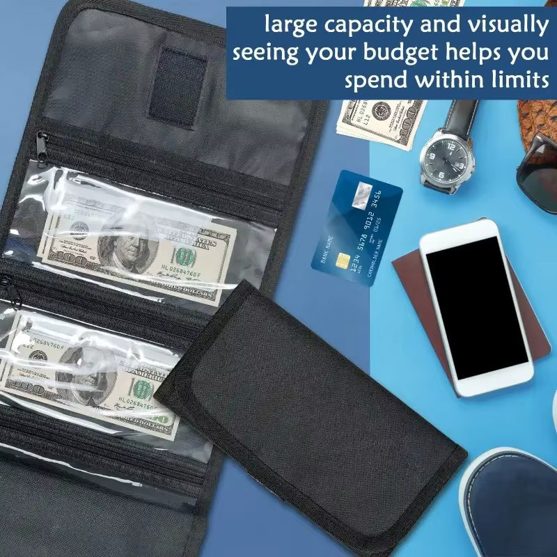 Geldkassette mit 6 Reißverschlussfächern als Aufbewahrungsbox für Bargeld und Tickets in Schwarz - Bild 2