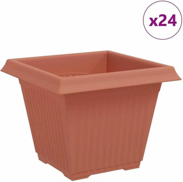 vidaXL Quadratische Blumentöpfe 24er Set Ziegelrot B/T/H: 38 x 38 x 30 cm - Bild 1