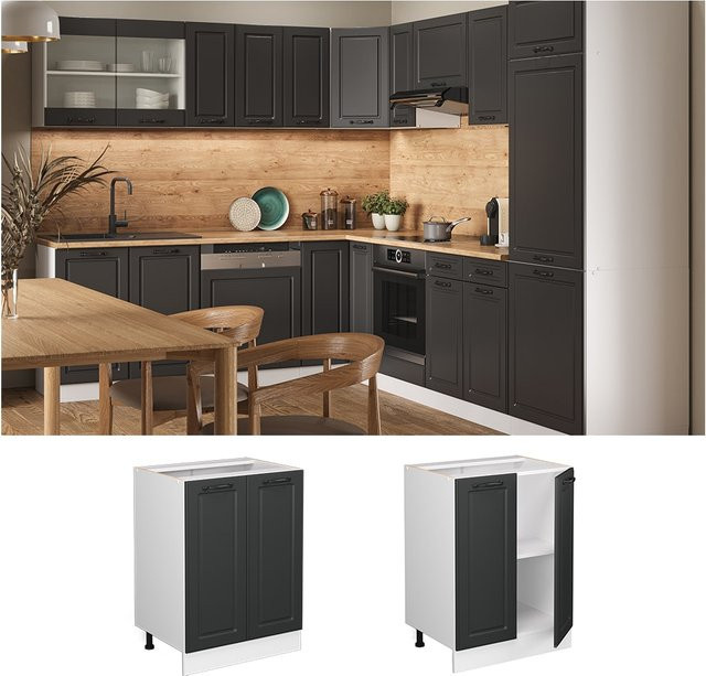 Vicco Küchenunterschrank R-Line Landhaus Weiß-Anthrazit Breite: 60 cm - Bild 3