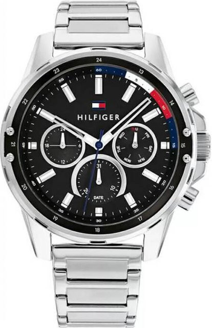 Tommy Hilfiger Armbanduhr, Quarz, Edelstahl, Grau, 45 mm, Herren - Bild 1