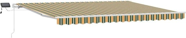 vidaXL Einziehbare Markise Grün-Gelb aus Stoff und Stahl B: 450 cm, T: 300 cm, H: 165 cm - Bild 1