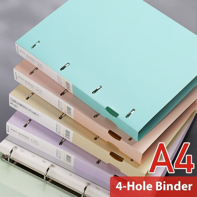 A4 4-Loch-Ringordner aus Kunststoff in Beige für Schule, Büro und Zuhause - Bild 1